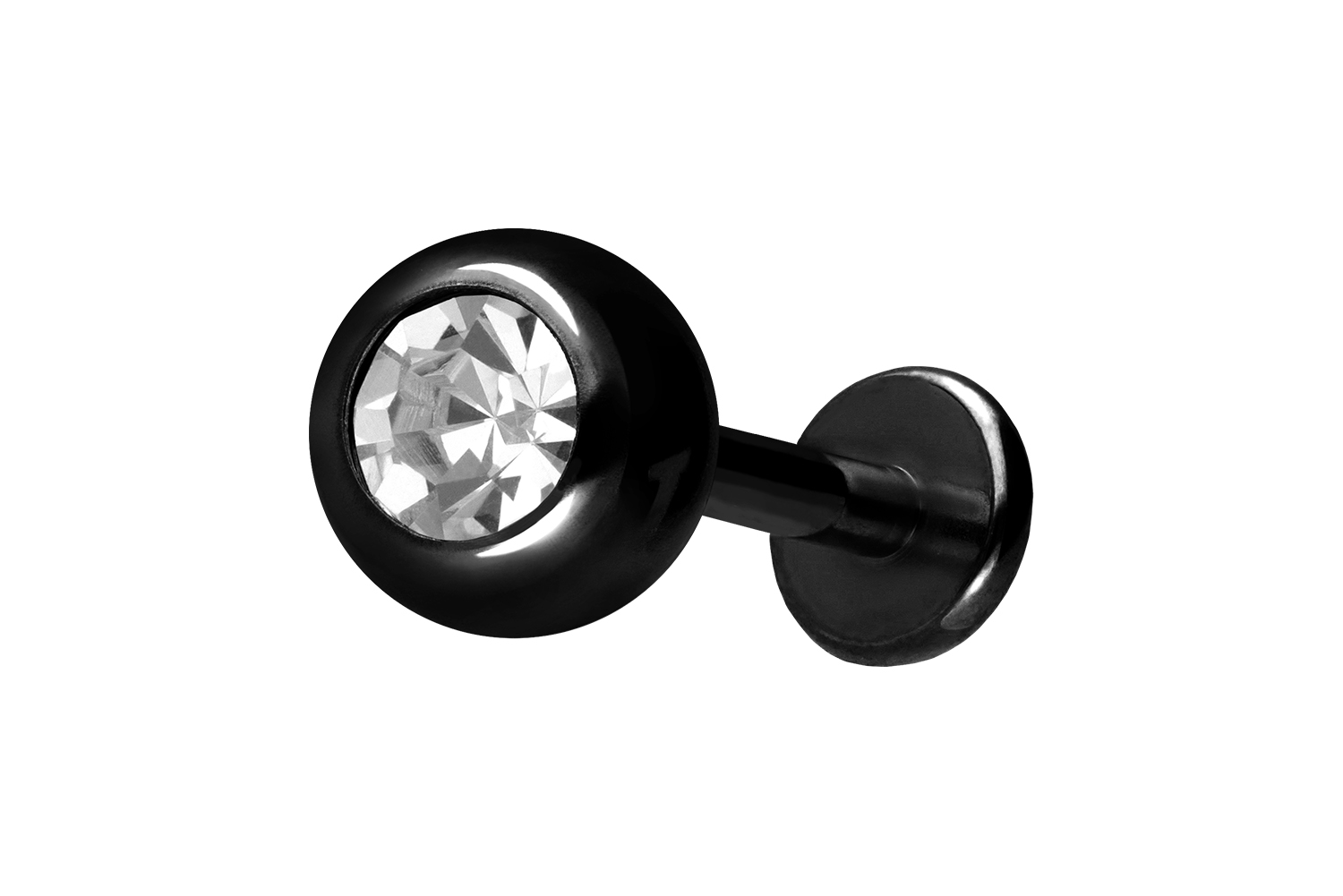 Titan Labret Piercing mit Innengewinde KRISTALL